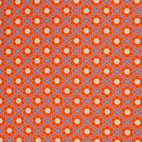 Canvas - Retro - Blumen - gross - orange